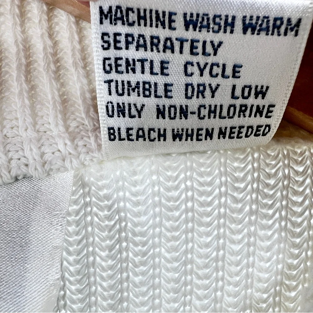 Vintage Together Ribbed Sweater Large Knit White Asymmetrical Zip Collared Moto - Picture 13 of 16